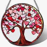 8'' Love Heart Tree Sun Catcher - Stained Glass Window Hanging, Suncatcher for Window Doors Home Decor | Christmas, Birthday, Mother's Day, Valentine's Day Gifts for Her, Girlfriend, Wife, Mom, Friend
