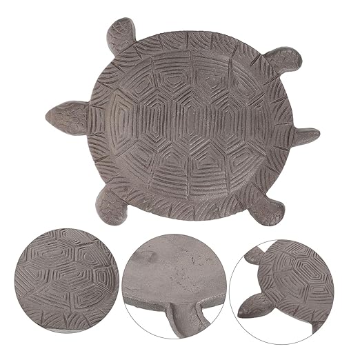 POPETPOP Cast Iron Stepping Stone for Garden Pathway Decorative Outdoor Lawn Paver Sturdy 12 Tortoise Shape for Walkways Vintage Style Garden Accessory