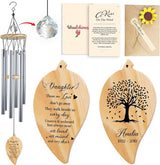 Personalized Daughter Cardinal Memorial Crystal Wind Chimes Remembrance Sympathy Ornament Keepsake in Memory of Child Girl Kid Her Custom Name Date Bereavement Condolence Gift for Outdoor Hanging