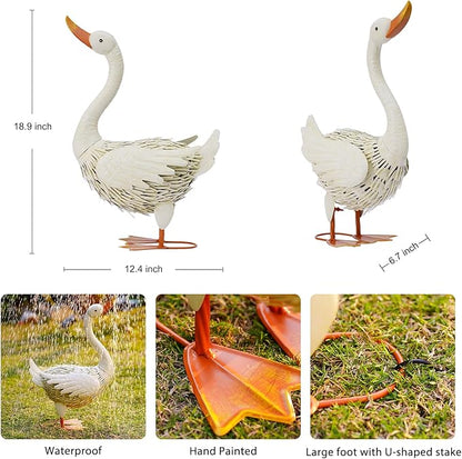 Goodeco Goose Statue for Garden Decor - Perfect for Home Yard Porch Decorations - Great Gifts for Women Mom and Gardening Gifts (White)