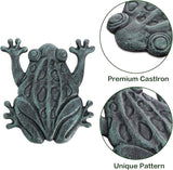 Lawei Cast Iron Frog Stepping Stone, Vintage Green Sturdy Outdoor Garden Statue, Unique Decorative Frog Flagstone Mat for Patio, Lawn, Yard, Garden Walkway, Non-Slip Entryway Rug, 12 x 10.6 in