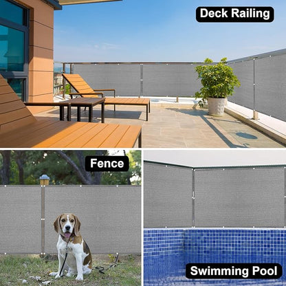 Eden's Decor Balcony Privacy Screen Grey 4'x 29' Cover Mesh Windscreen Weather-Resistant UV Protection for Backyard Deck, Patio, Balcony, Pool, Porch, Fence, Railing, Gardening