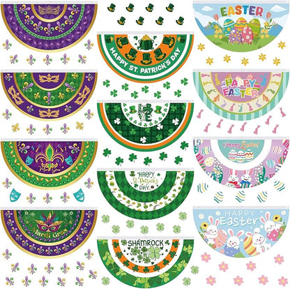 Lounsweer 12 Pcs Easter Bunting Flag Banners 3 x 1.5 ft Easter Bunting Garden Flag Hanging Decor Polyester for Holiday Lawn Yard Outdoor Decor