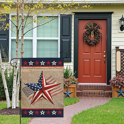 Patriotic Garden Flag American Star Freedom Independence Day Theme Yard Flags Lawn Porch July Fourth 4th of July Memorial Day House Banners Double Side Home Decoration 12x18 Inch