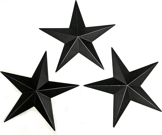 Bellaa 23547 Western Metal Stars Wall Decoration Black Texas Barn Farmhouse Ranch Cottage Lodge Outdoor Home Decor 12 Inch Each Set of 3