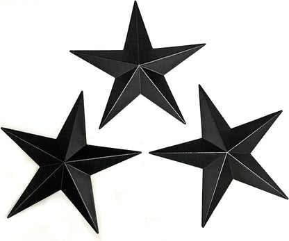 Bellaa 23547 Western Metal Stars Wall Decoration Black Texas Barn Farmhouse Ranch Cottage Lodge Outdoor Home Decor 12 Inch Each Set of 3