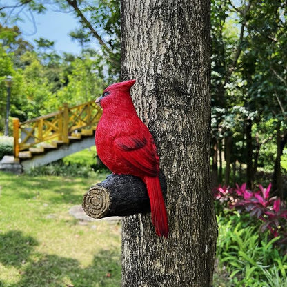 Tree Hugger Cardinal, Garden Statues Resin Large Red Bird Garden Peeker Decor Figurine Hanging Tree Face Sculpture Yard Ornaments