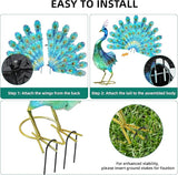 27.5" Metal Peacock Garden Statue with Tail Spread, Handmade 3D Textured Peacock Garden Sculptures Metal Yard Art for Patio, Garden or Entryway