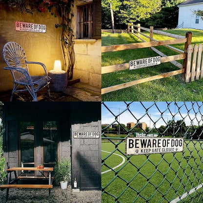 Retro Sign Tin Sign Beware of Dog Keep Gate Closed Aluminum Sign Outdoor Wall Decor Shed Garage Man Cave Kitchen 4X16 Inch