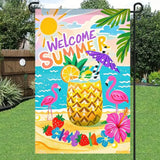 BlissYard Welcome Summer Garden Flag 12x18 Double Sided Flamingo Sunshine Hawaii Tropical Beach Holiday Garden Flags Welcome Summer Tropical Ocean Sea Yard Flag for Seasonal Outdoor Party Decoration