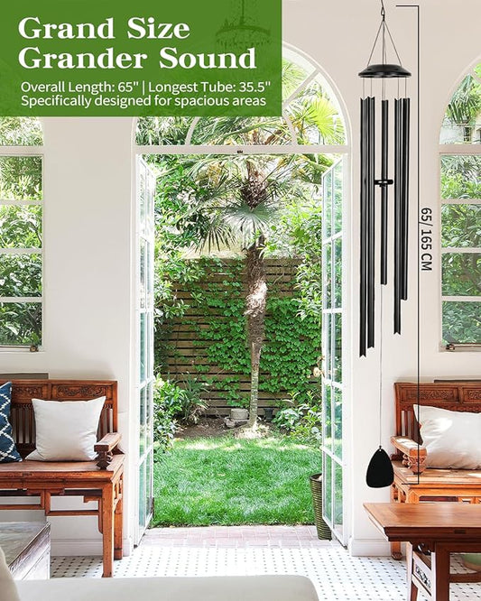 Extra Long 65" Wind Chimes for Indoor and Outdoor, Deep Bass Tone and Professional Tuned Aluminum Wind Chimes for Patio Garden Memorial, Sympathy Gift for Loss of Loved One, Housewarming Gift