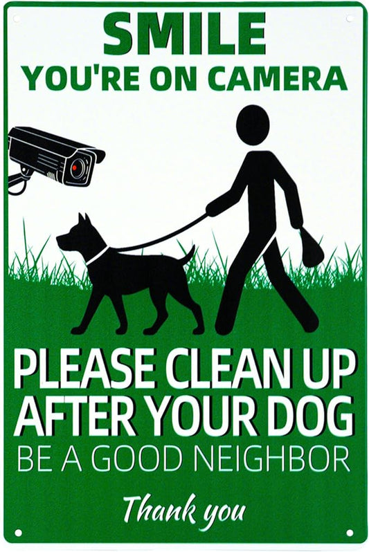PLEASE CLEAN UP AFTER YOUR DOG Sign Decorative Signs Chic Metal Yard Signs for Outdoor Patio Porch Decor No Pooping Dog Signs for Yard (Color07)
