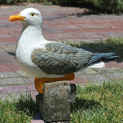 Teaeeno Real Seagull Resin Figurine Decor Statue,Sea Bird Figurine,Animal Seagull Ornaments Decoration,Bird Craft Art Decor,Coastal Beach Outdoor Table Decor for Garden,Terrace,Lawn,Yard