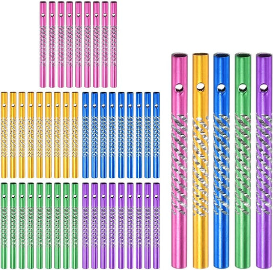 M METERXITY 50-Pack Wind Chime Tubes, Aluminum Wind Chime Empty Tubes, Metal Wind Bell for Outside/Arts and Crafts/DIY Home Garden Outdoor Hanging Decorations [Green+Pink+Blue+Yellow+Purple]