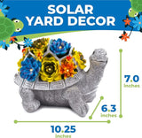 Solar Garden Outdoor Turtle Statue with Succulent and 7 LED Solar Lights – Lawn Decor Tortoise for Patio, Balcony, Yard, and Outdoor Solar Lantern