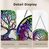 Suncatcher Stained Glass Window Hanging - Life Sun Glass Panel with Metal Chain and Hooks Handmade Sun Catcher Decoration for Window Garden Home Christmas & Birthday Gifts