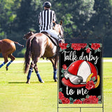 Artofy Kentucky Helmet Large Decorative House Flag, Talk Derby To Me Roses Churchill Downs Yard Garden Outside Decor, Horse Racing Horseshoe Burlap Outdoor Home Decoration Double Sided 28 x 40