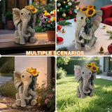 Solar Outdoor Garden Elephant Statues Lights, Good Luck Sunflower Elephant Statues for Women Outdoor Garden Decor for Outside Yard Front Porch Balcony Home, Birthday Easter Gifts for Adults Women