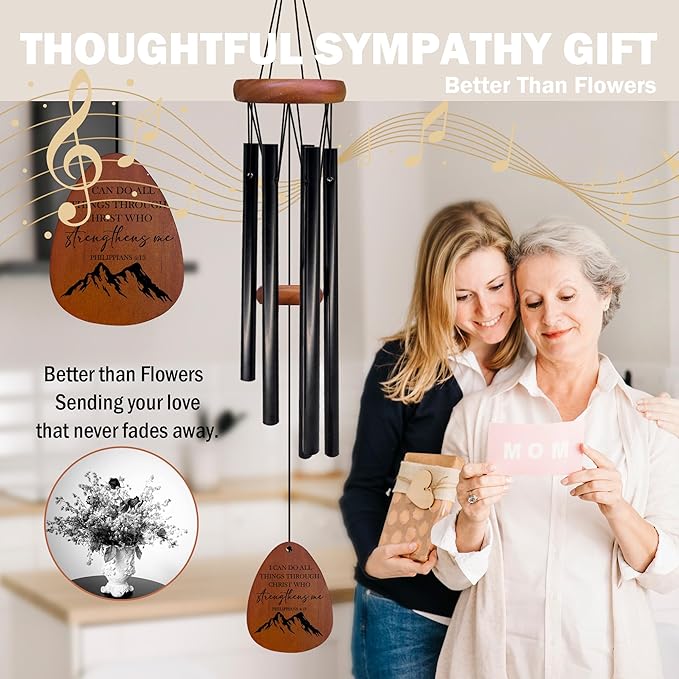 I Can Do All Things Through Christ Wind Chimes, Christian Religious Wind Chimes for Outside, Motivational Gifts for Friends Family Women Men, Inspirational Sign Bible Verse Chime 26" Inches