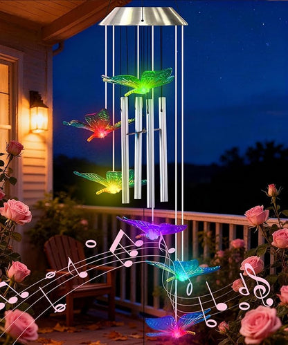Nacome Wind Chimes for Outside: Tubes Memorial Wind Bell Mother's Day Birthday Gifts for Mom Women Grandma Her - Yard Garden Indoor Outdoor Decor (Butterfly)