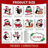 10-Piece Christmas Penguin Yard Signs with Stakes Decorations – 10 Assorted Designs 12 Inches Large Holiday Penguin Signs for Outdoor Garden and Lawn Winter Party Favor