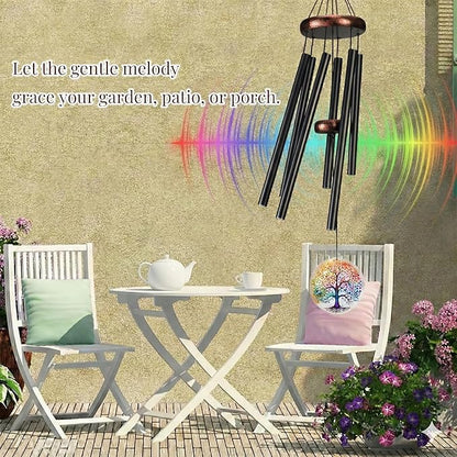 Tree of Life Wind Chimes for Outside, Deep Tone Outdoor Wind Chime with Colorful Wind Catcher, 6 Aluminum Tubes, Garden Porch Patio Decor, Memorial & Birthday Gift (36" Tree of Life)