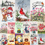 Seasonal Garden Flags Set of 12 Double Sided 12 x 18 Inch, Small Yard Flags for Outside, Christmas Easter Valentine's Day Outdoor Decor, Hello Spring Holiday Garden Decorations for All Seasons