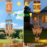 Butterfly Solar Wind Chimes for Outside, Gifts for Mothers Day Mom Women Grandma Birthday Memorial Teacher, 32" Windchimes Outdoor Decor Hanging Solar Lantern for Garden Porch Patio Backyard