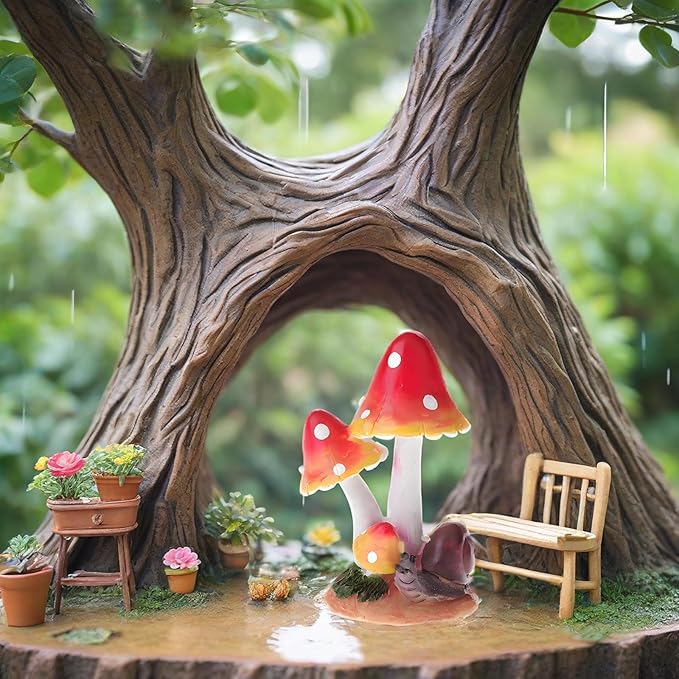 MUAMAX Miniature Mushrooms Snail Fairy Garden Mushroom Fairy Garden Accessories Small Mushroom Figurine Bonsai Craft Decro Micro Landscape Ornaments
