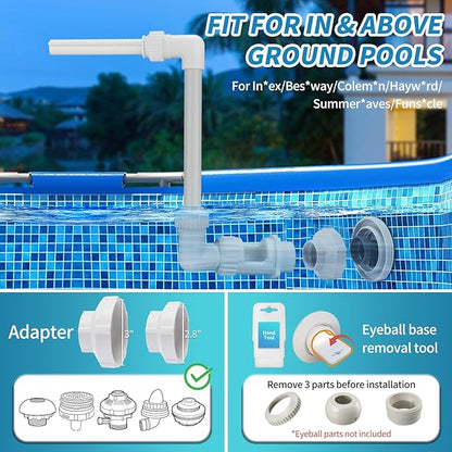 Klleyna Swimming Pool Fountain for Above & In-Ground Pools, Pool Waterfall Water Cooler Sprinkler Sprayer Summer Party Decor (F-Single White)