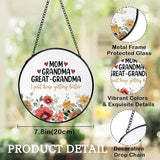Mom Grandma Flower Suncatchers Stained Glass Window Hanging, Great Grandma Gifts Catchers Indoor Window Glass Round Wall Decor 7.9x7.9in