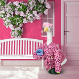 23 Inch Porch Goose Statue Outfits Set Pink Leopard Porch Goose Bathrobe Costumes with Clothes & Accessories for Patio Yard Garden Lawn Outdoor Decoration