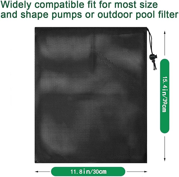 2 Pcs 11.8" x 15.4" Pond Pump Filter Bag - Pond Pump Cover with Drawstring Pond Mesh Pump Barrier Bags for Outdoor Water Ponds Filters, Water Filter Pump, Outdoor Ponds, Garden, Swimming Pool