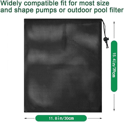 2 Pcs 11.8" x 15.4" Pond Pump Filter Bag - Pond Pump Cover with Drawstring Pond Mesh Pump Barrier Bags for Outdoor Water Ponds Filters, Water Filter Pump, Outdoor Ponds, Garden, Swimming Pool