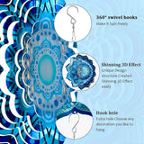 Goolyrusim Wind Spinner Mandala Rich Blue 12inch 3D Stainless Steel Wind Spinners Laser Cut Metal Hanging Wind Sculptures Kinetic Yard Art Decoration Garden Ornament Indoor/Outdoor Décor Worth Gift