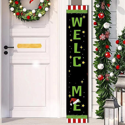Christmas Wooden Welcome Sign Vertical Porch Sign -Holiday Porch Board Welcome Sign for Front Door, Porch, Yard, Deck, Patio, or Wall - Indoor Outdoor Decorative Farmhouse Rustic Christmas Hanging Signs and Yard Decor – 47.2" H