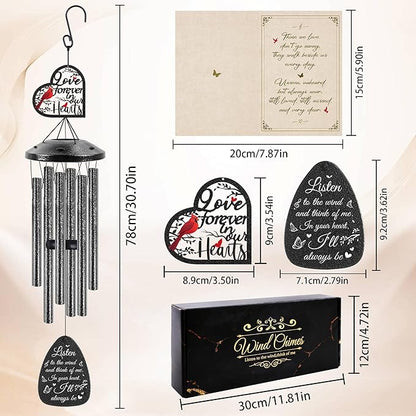 Memorial Wind Chimes for Loss of Loved One, Cardinal Sympathy Windchimes for Outside, Bereavement Gifts Wind Chime for Garden Patio Porch Decor, Sympathy Gift in Memory of a Loved One