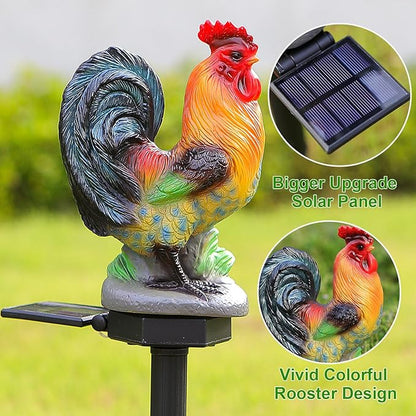 ZFNN Solar Rooster Lights Outdoor Decorative,Solar Chicken Decor Garden Stakes Lights,Waterproof Chicken Statue with Led Lights Yard Art for Pathway Lawn Patio Courtyard Backyard(Warm White)