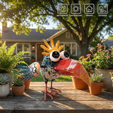Outdoor Weird Metal Rooster Yard Rooster Decoration Garden Statue Chicken Statue Metal Chicken Outdoor Decoration Yard Housewarming Gift Yard Art Outdoor and Garden (Classic)