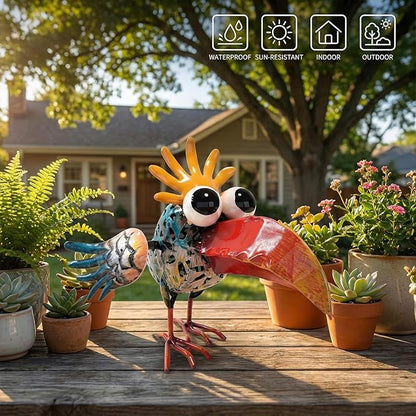 Outdoor Weird Metal Rooster Yard Rooster Decoration Garden Statue Chicken Statue Metal Chicken Outdoor Decoration Yard Housewarming Gift Yard Art Outdoor and Garden (Classic)