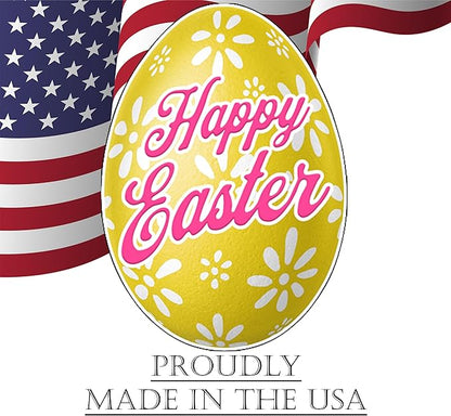 Happy Easter Classic Yard Sign Home Decor Lawn Decoration With Stakes Easter Egg (Yellow)