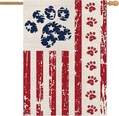 4th of July House Flag Dog Stars and Stripes Double Sided USA Flag Patriotic Memorial Day Independence Day Yard Outdoor Decorations 28x40 Inch