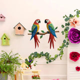 Limygus Metal Two Parrot Wall Decor, Bright Color Tropical Bird Outdoor Wall Art Patio Fence Decorations, Hanging Bird Decor for Garden Yard Living Room Bedroom Balcony