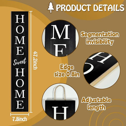 Home Sweet Home Porch Sign 47.2H Wooden Welcome Sign Vertical Hanging Signs For Standing Front Porch Standing Farmhouse Porch Signs Outdoor Tall Sign Decorations Outdoor Welcome Signs for Porch- balck