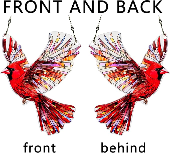 Red Bird Ornaments Colorful Window Hanging Decorations Home Wall Decor for Indoor Outdoor