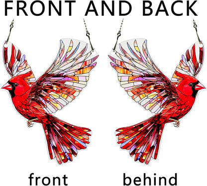 Red Bird Ornaments Colorful Window Hanging Decorations Home Wall Decor for Indoor Outdoor