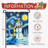 Winter Garden Flag Santa Snowman Yard Flags Van Gogh Yard Flags Art Starry Night Sky Moon Wall Banner Xmas Blue Pine Snowfield House Banners for Happy Holiday Farmhouse Outdoor 12 x 18 Inch