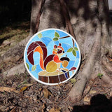 Bieye MSS006 Tiffany Style Stained Glass Mosaic Decorative Stepping Stone for Garden Decor (Squirrel, 12" Round)