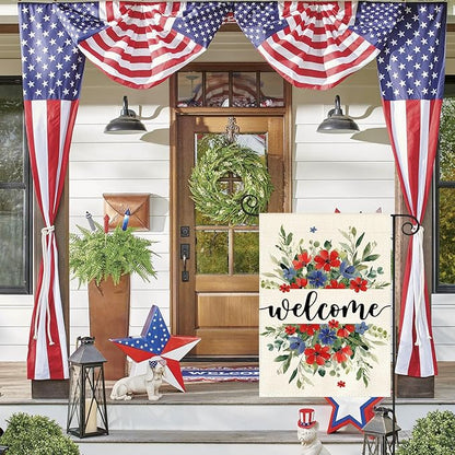 AVOIN colorlife Memorial Day Patriotic 4th of July Garden Flag 12x18 Inch Double Sided Outside, Welcome Floral Yard Outdoor Decoration