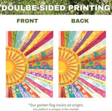 Summer Sun Garden Flag Colorful Boho Sunshine Yard Flags Inspirational Artistic Outdoor Decor for Front Yard Lawn Patio Porch Bright Floral Seasonal House Banner Double Sided 12x18 Inch